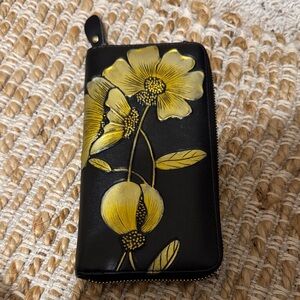 Floral Black and Yellow Wallet